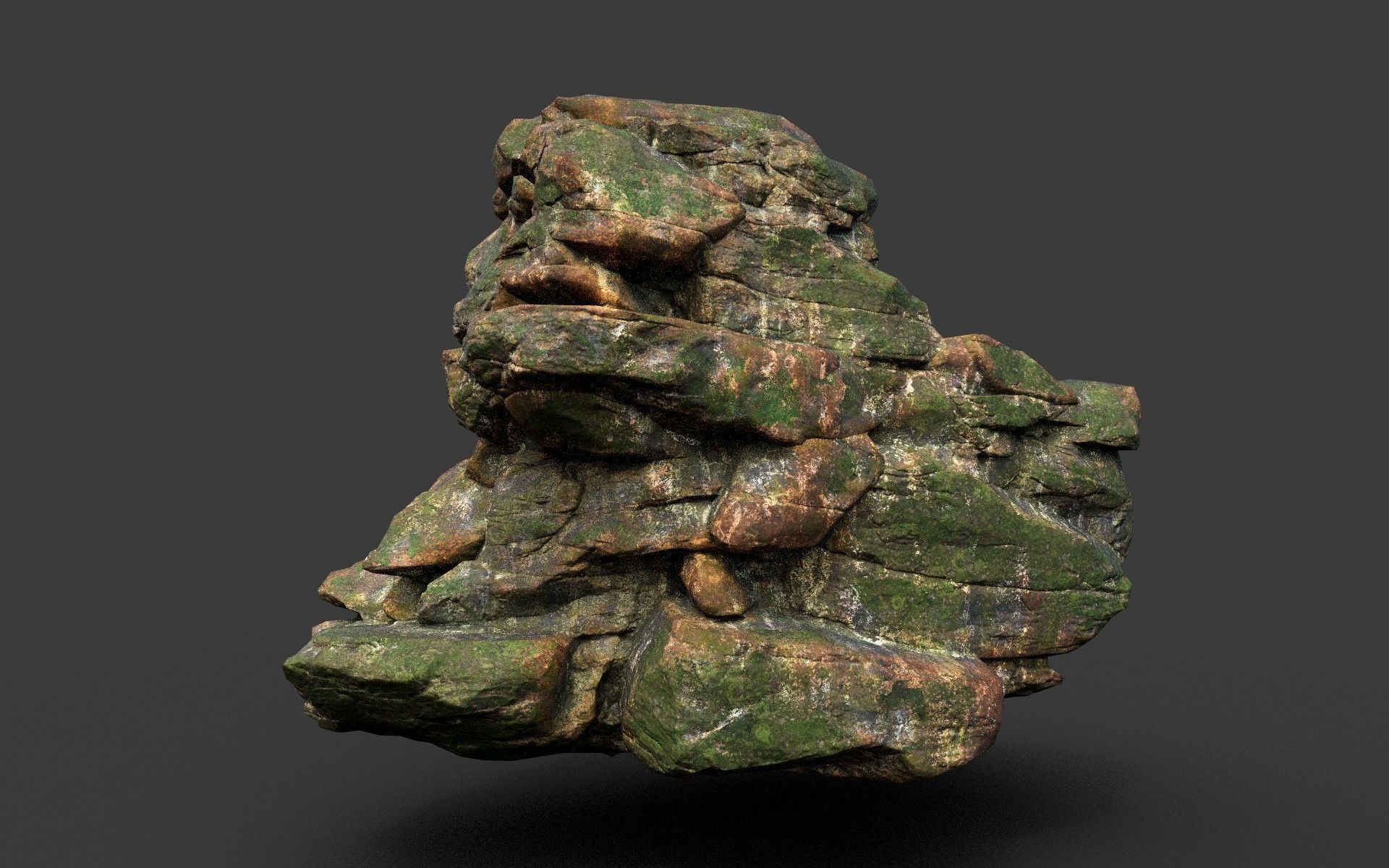 Low poly Mossy Jungle Cliff Modular 210417 Low-poly 3D model_13