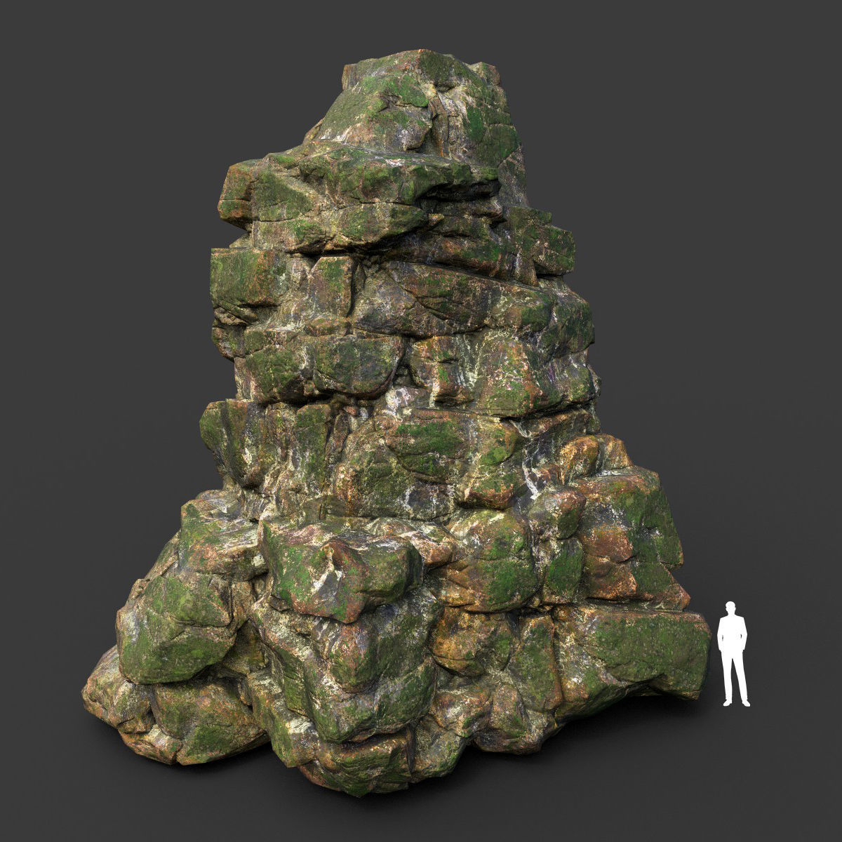 Low poly Mossy Jungle Cliff Modular 210417 Low-poly 3D model_1