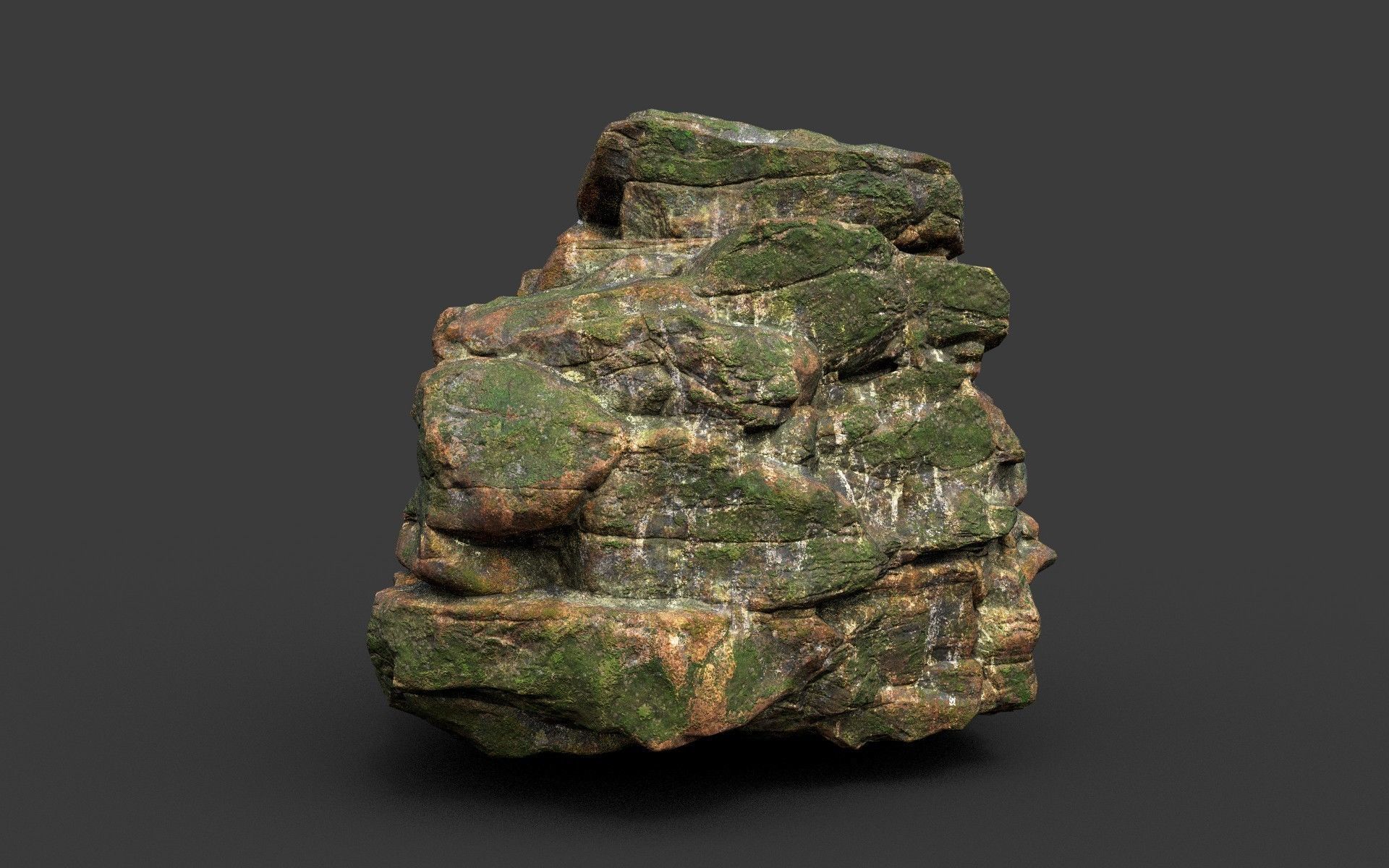 Low poly Mossy Jungle Cliff Modular 210417 Low-poly 3D model_47