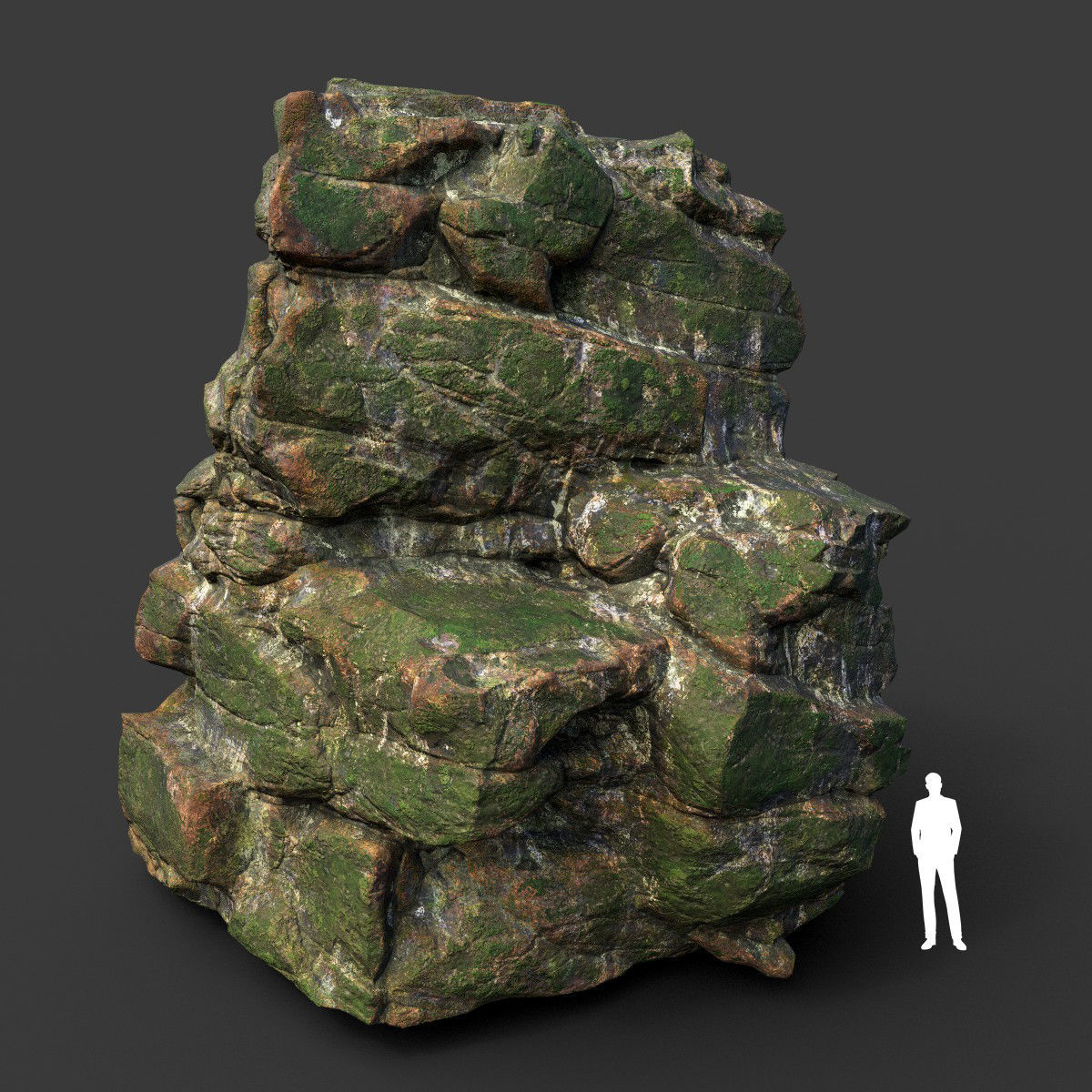 Low poly Mossy Jungle Cliff Modular 210417 Low-poly 3D model_6