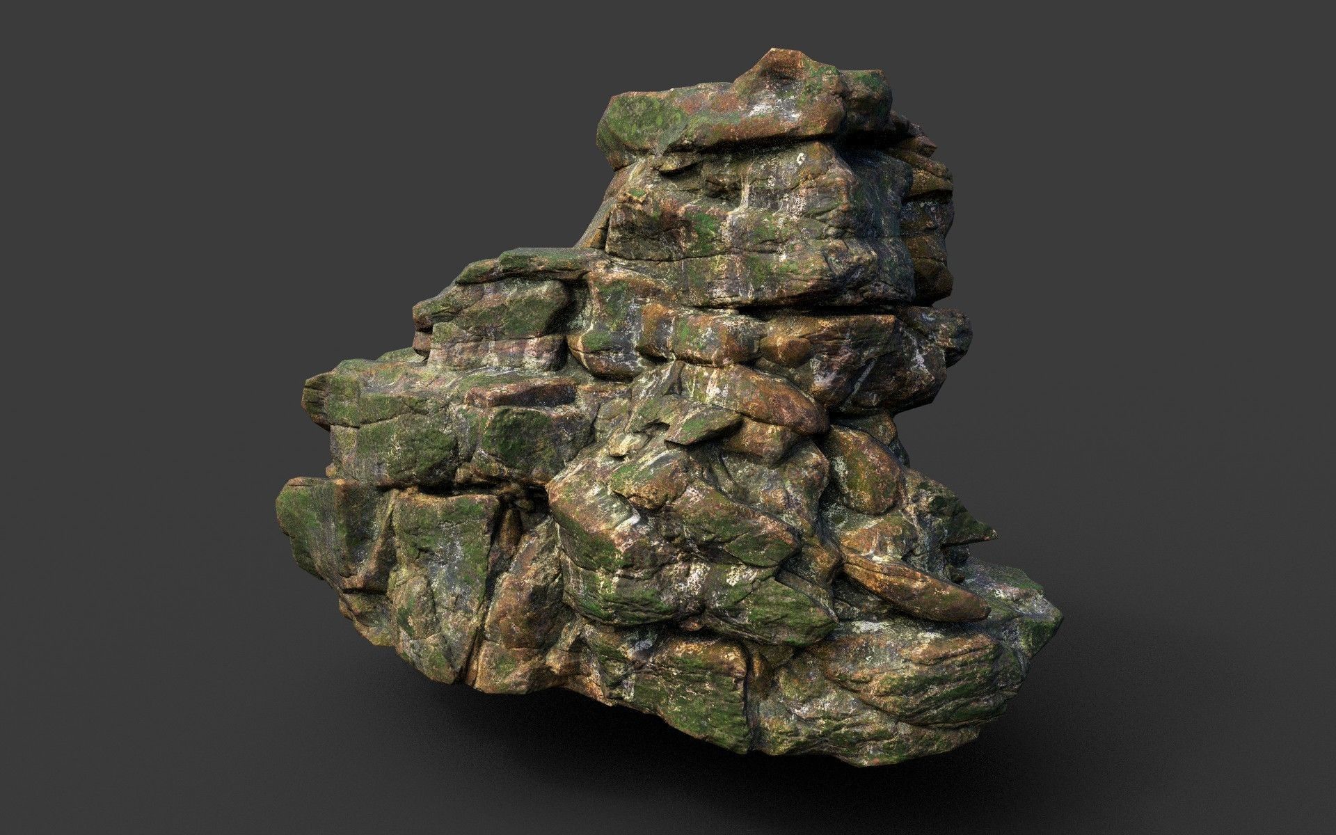 Low poly Mossy Jungle Cliff Modular 210417 Low-poly 3D model_12