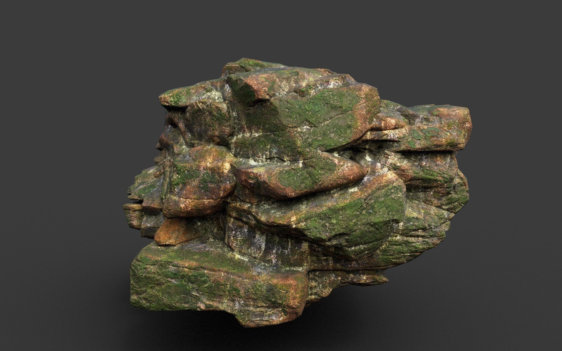 Low poly Mossy Jungle Cliff Modular 210417 Low-poly 3D model_33