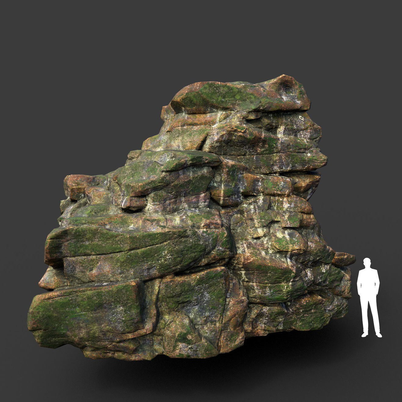 Low poly Mossy Jungle Cliff Modular 210417 Low-poly 3D model_11