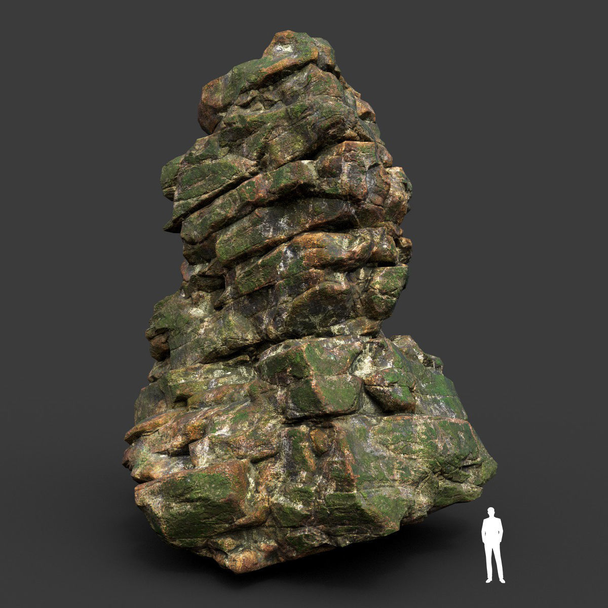 Low poly Mossy Jungle Cliff Modular 210417 Low-poly 3D model_41