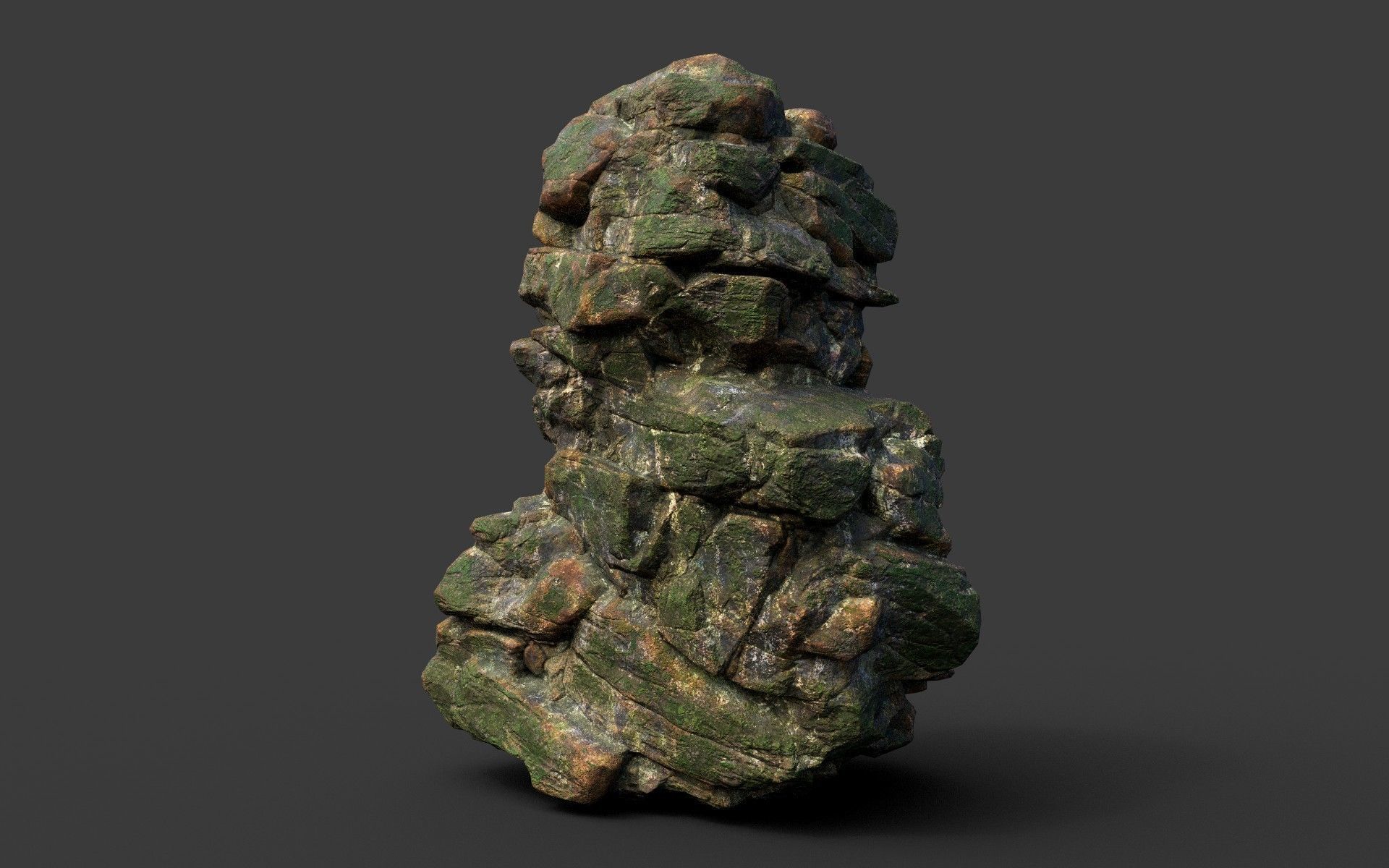 Low poly Mossy Jungle Cliff Modular 210417 Low-poly 3D model_43