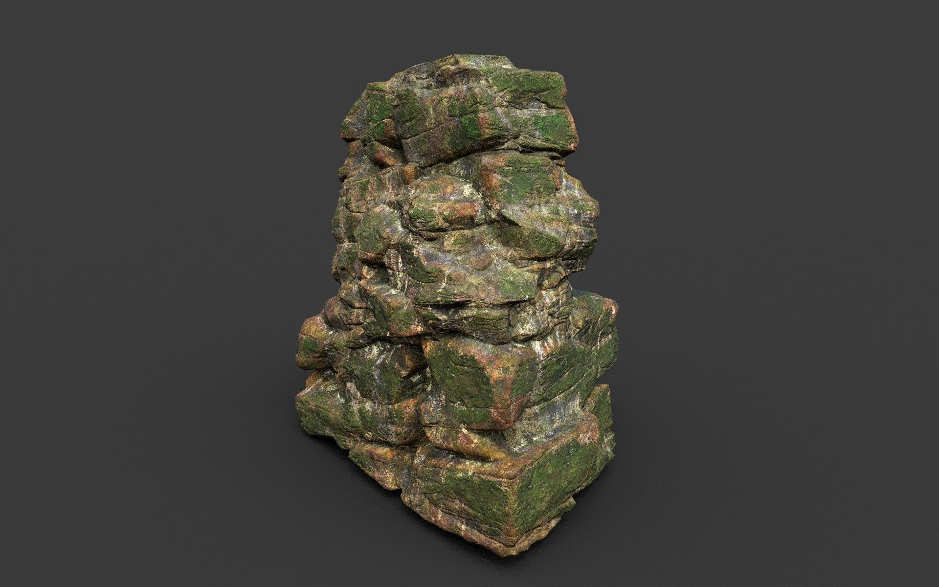 Low poly Mossy Jungle Cliff Modular 210417 Low-poly 3D model_9