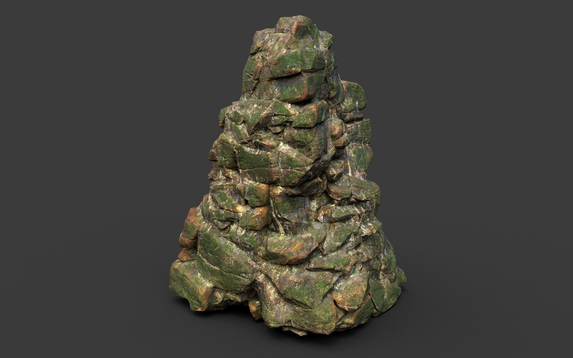 Low poly Mossy Jungle Cliff Modular 210417 Low-poly 3D model_3