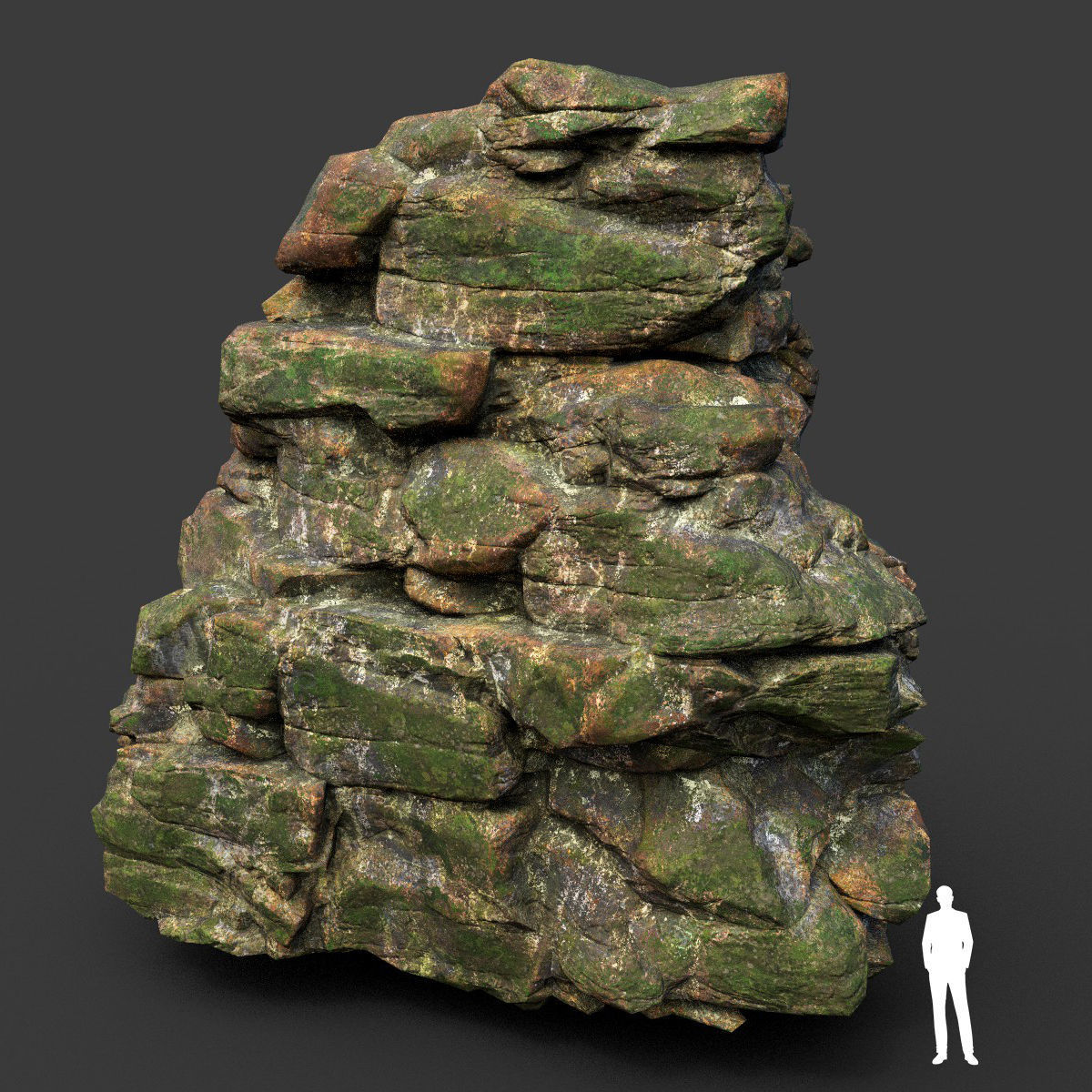 Low poly Mossy Jungle Cliff Modular 210417 Low-poly 3D model_16