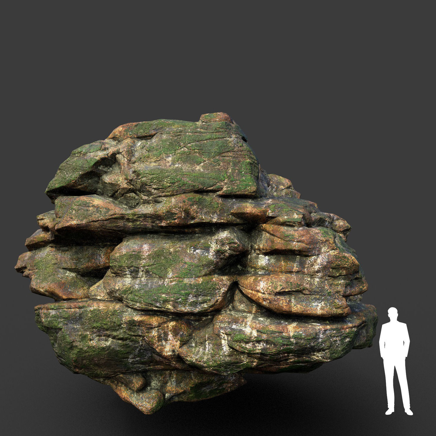 Low poly Mossy Jungle Cliff Modular 210417 Low-poly 3D model_31