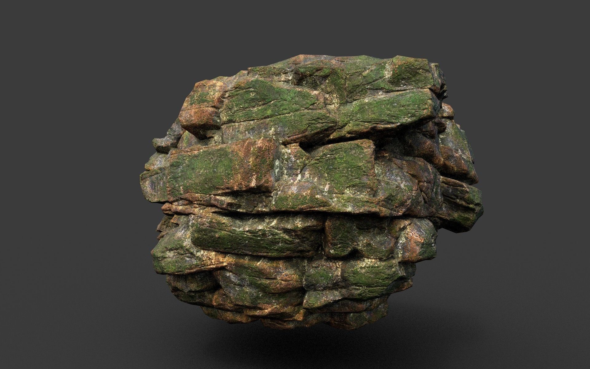 Low poly Mossy Jungle Cliff Modular 210417 Low-poly 3D model_39