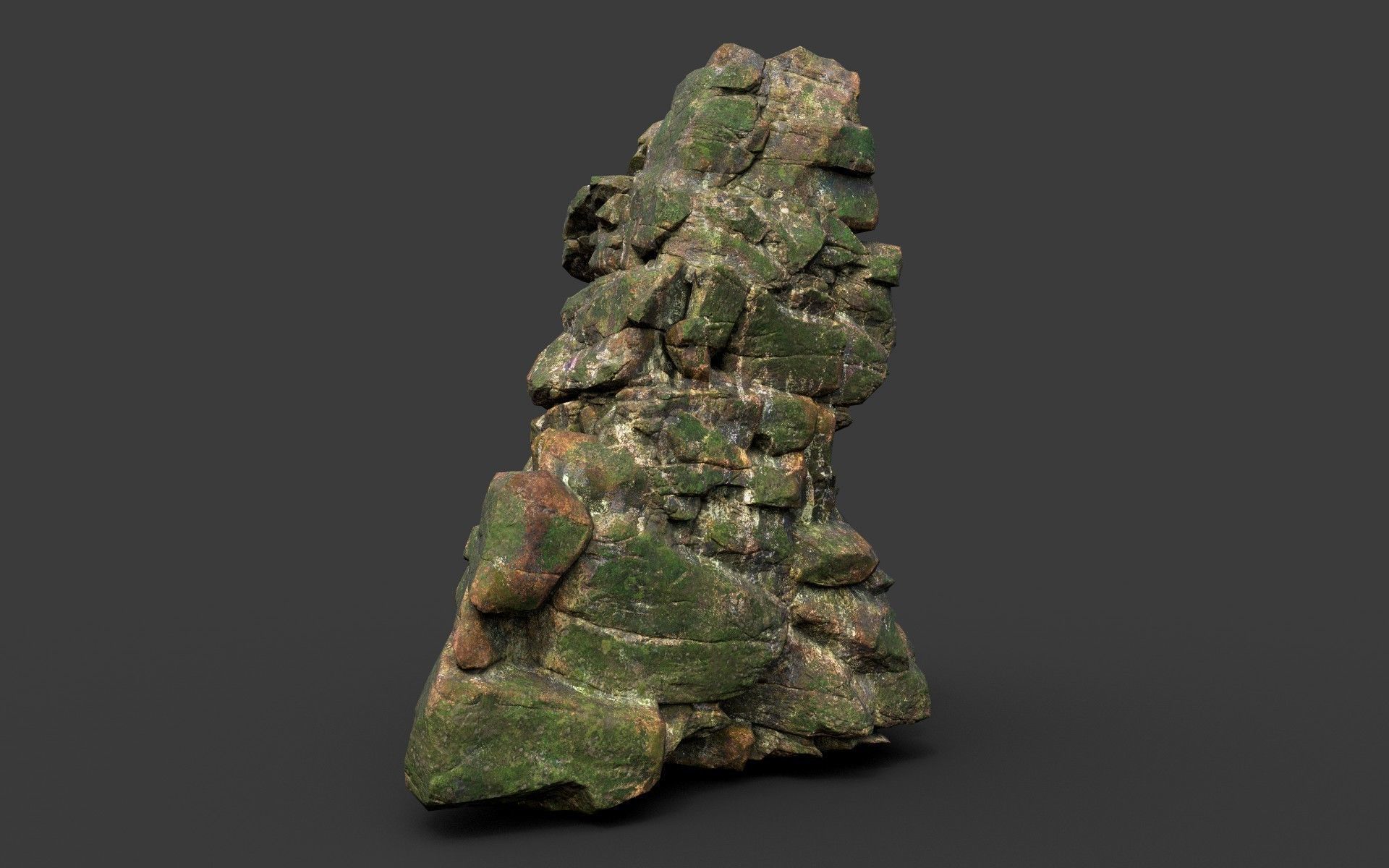 Low poly Mossy Jungle Cliff Modular 210417 Low-poly 3D model_2