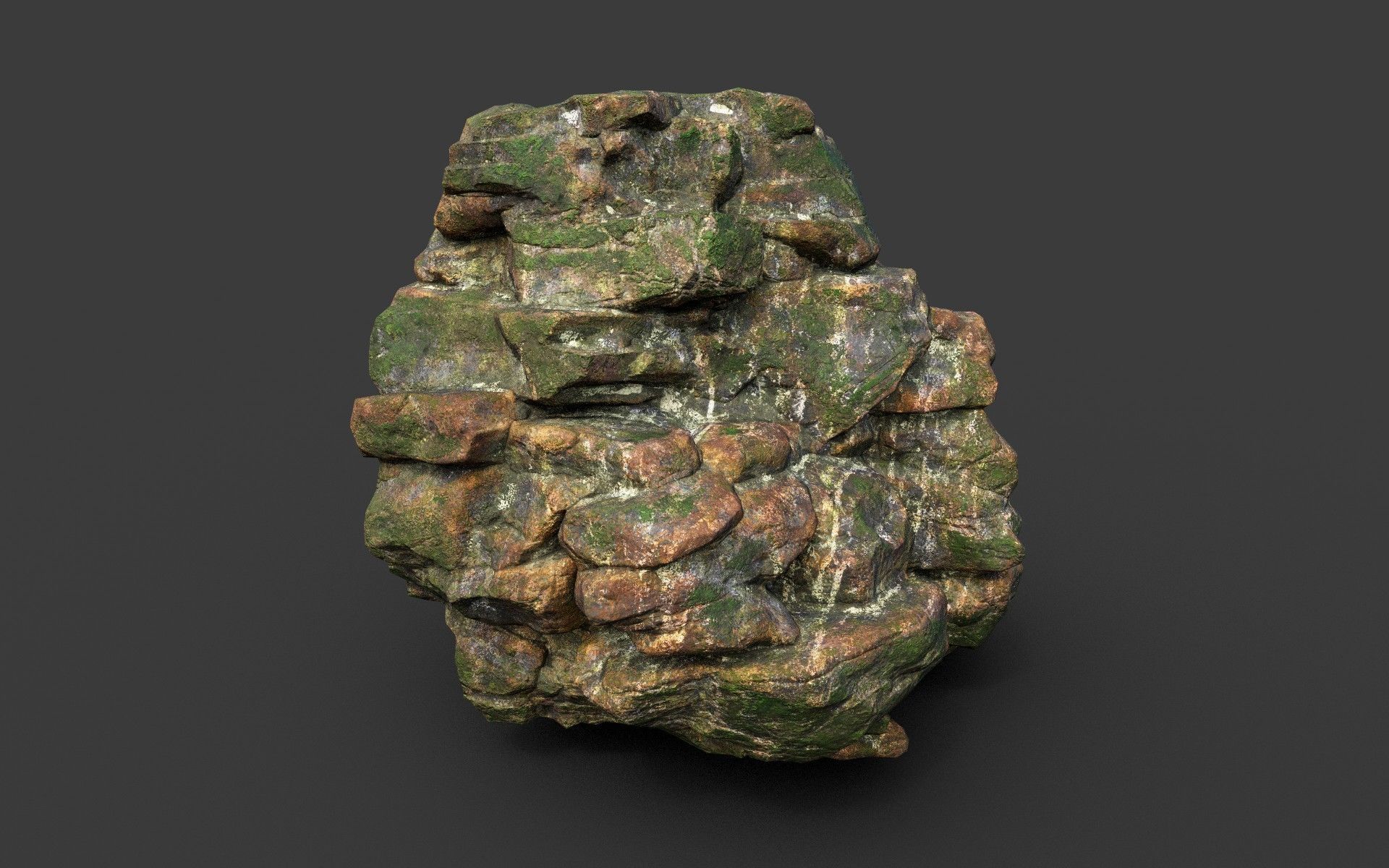 Low poly Mossy Jungle Cliff Modular 210417 Low-poly 3D model_49