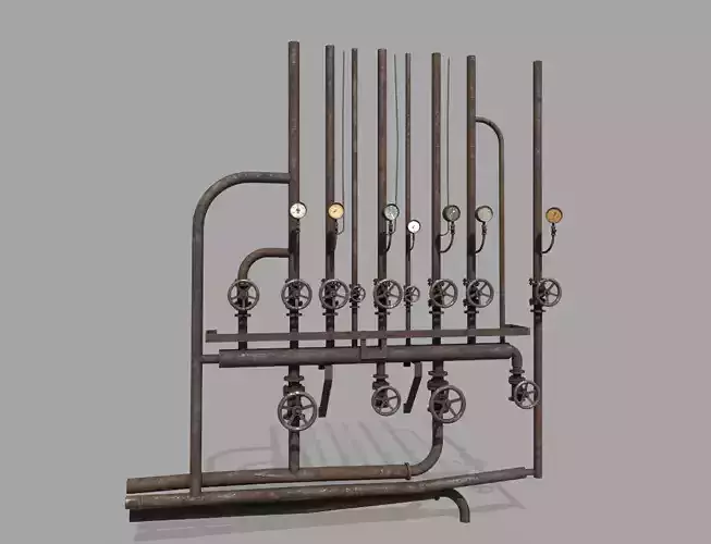Rusty Wall Pipes And Valves 
