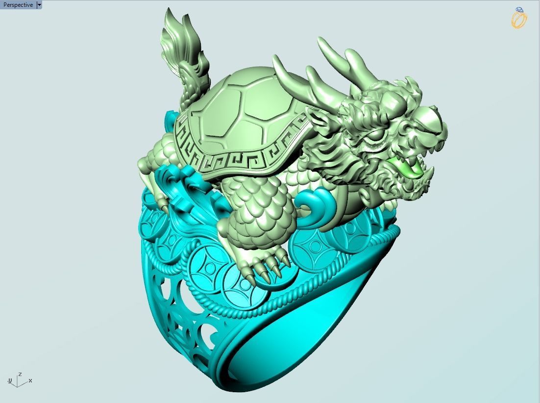 Dragon Turtle Ring  - Mens Rings - N920228 3D print model_5