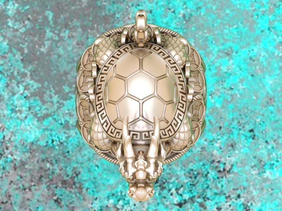 Dragon Turtle Ring  - Mens Rings - N920228 3D print model_2