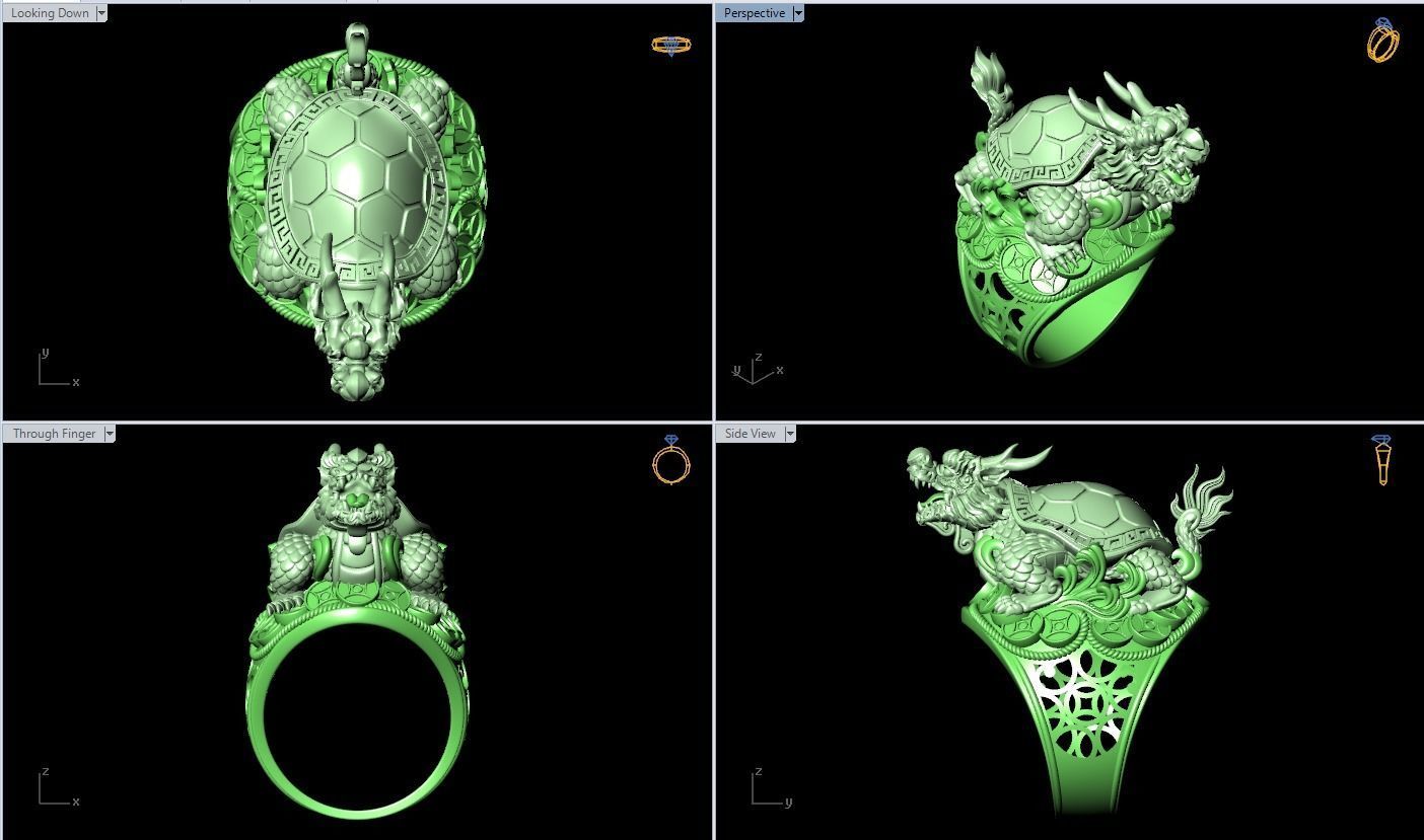 Dragon Turtle Ring  - Mens Rings - N920228 3D print model_6