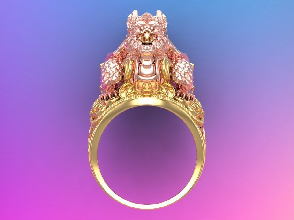 Dragon Turtle Ring  - Mens Rings - N920228 3D print model_12