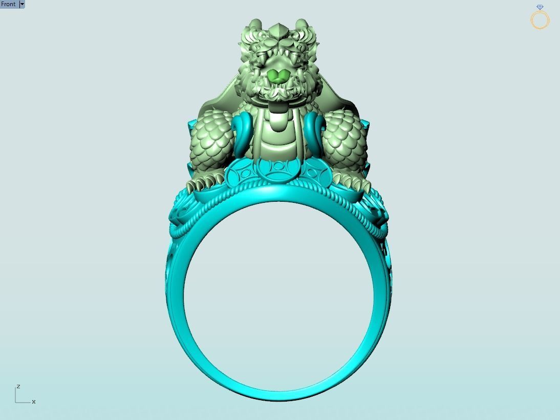 Dragon Turtle Ring  - Mens Rings - N920228 3D print model_14