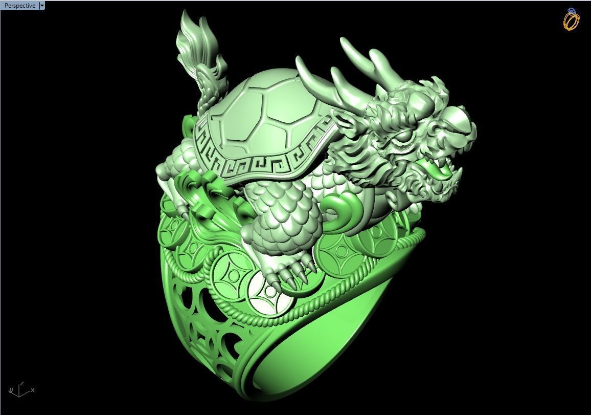 Dragon Turtle Ring  - Mens Rings - N920228 3D print model_13