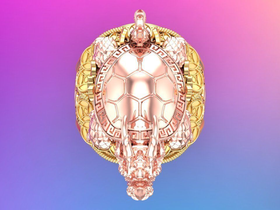 Dragon Turtle Ring  - Mens Rings - N920228 3D print model_10