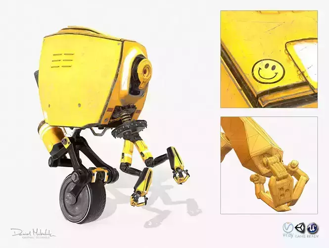 Monocykl Sci-Fi Robot  Low-poly 3D model