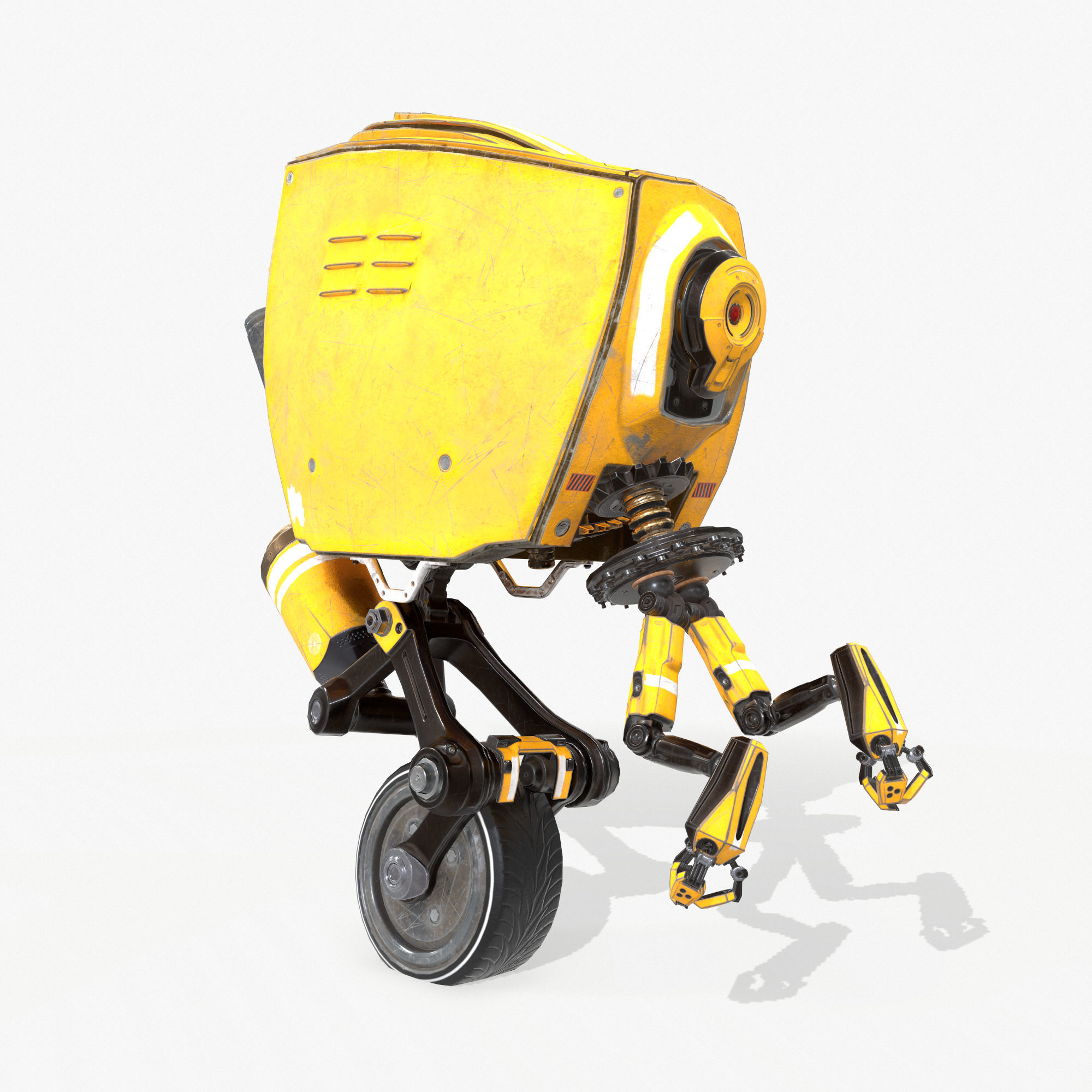 Monocykl Sci-Fi Robot  Low-poly 3D model_3