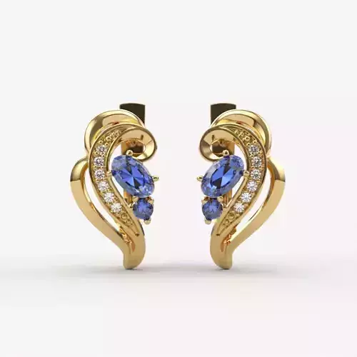 Women earrings with gems CAD 3dm stl