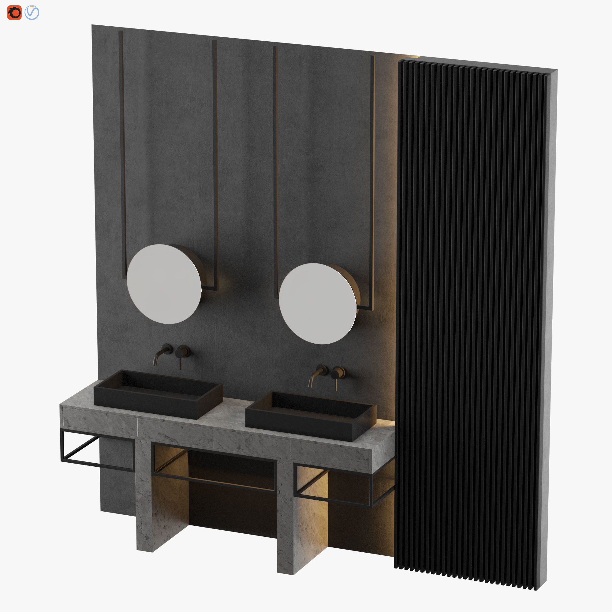 MODERN - Gray Bathroom-14 3D model_2