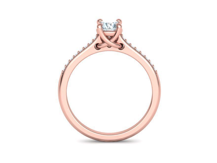 Solitaire Engagement Ring  Round DIAMOND 5mm 3dprint model 3D print model_25