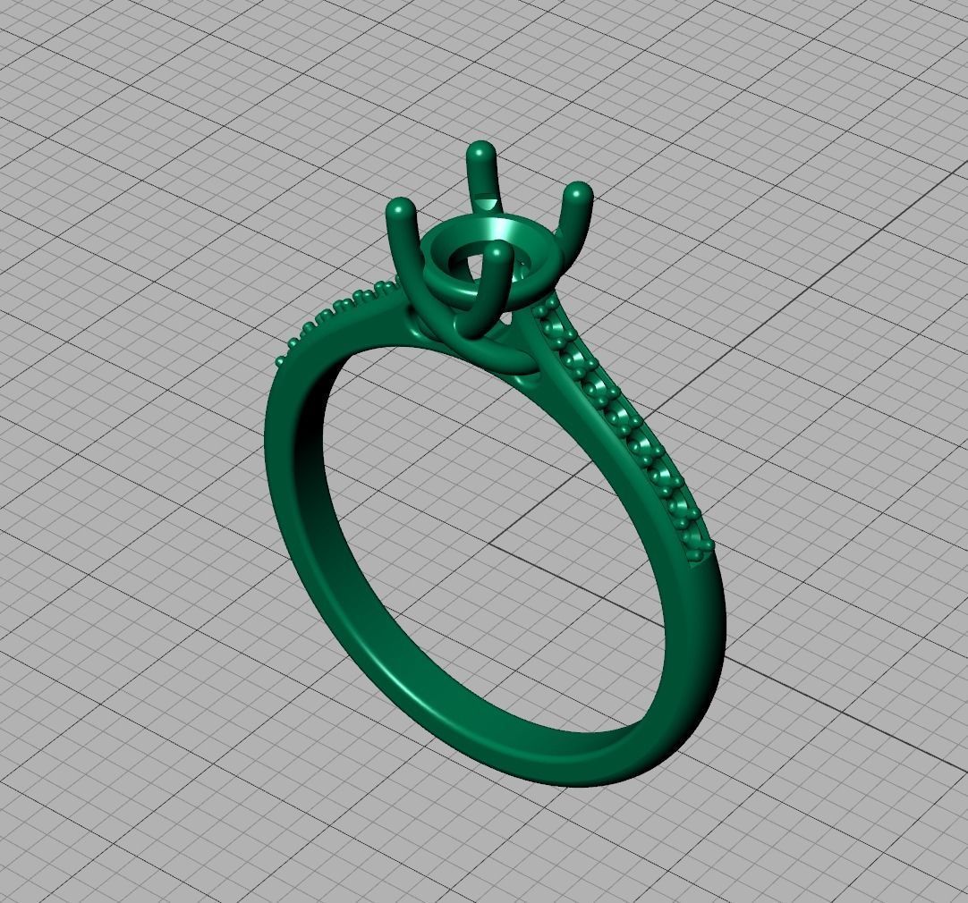 Solitaire Engagement Ring  Round DIAMOND 5mm 3dprint model 3D print model_15