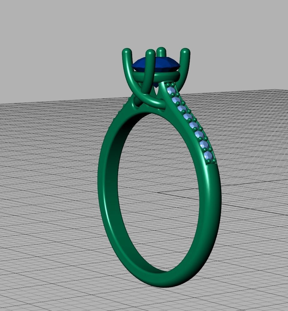 Solitaire Engagement Ring  Round DIAMOND 5mm 3dprint model 3D print model_16