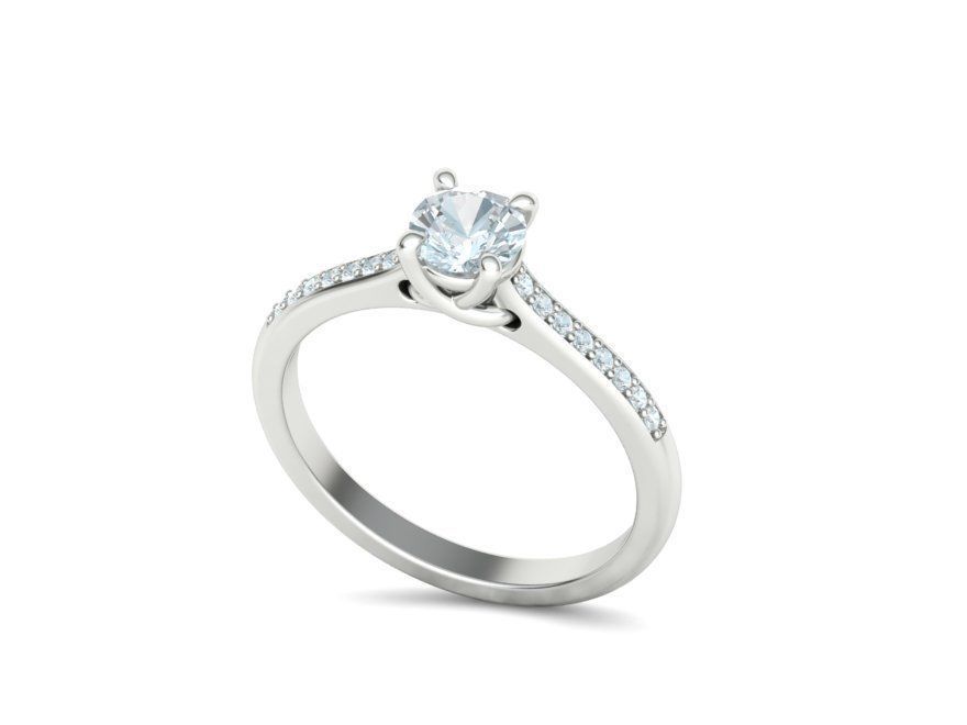 Solitaire Engagement Ring  Round DIAMOND 5mm 3dprint model 3D print model_29