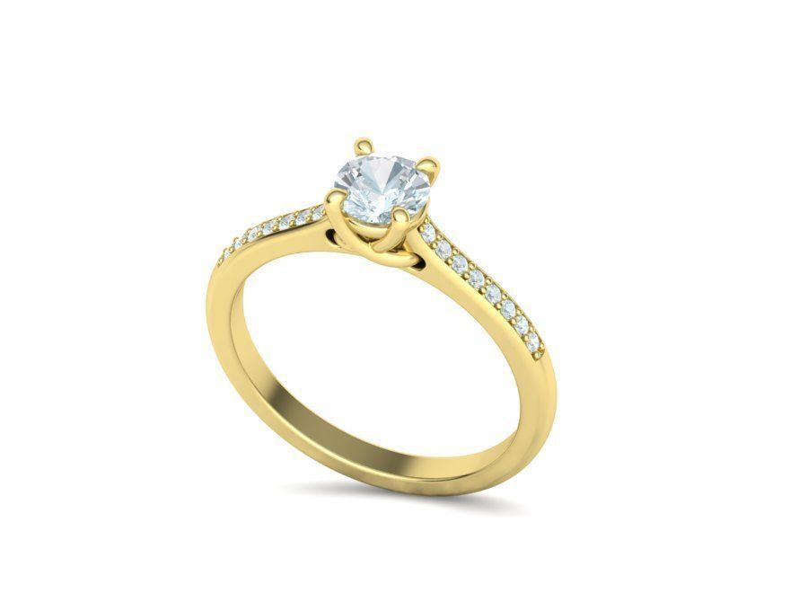 Solitaire Engagement Ring  Round DIAMOND 5mm 3dprint model 3D print model_30