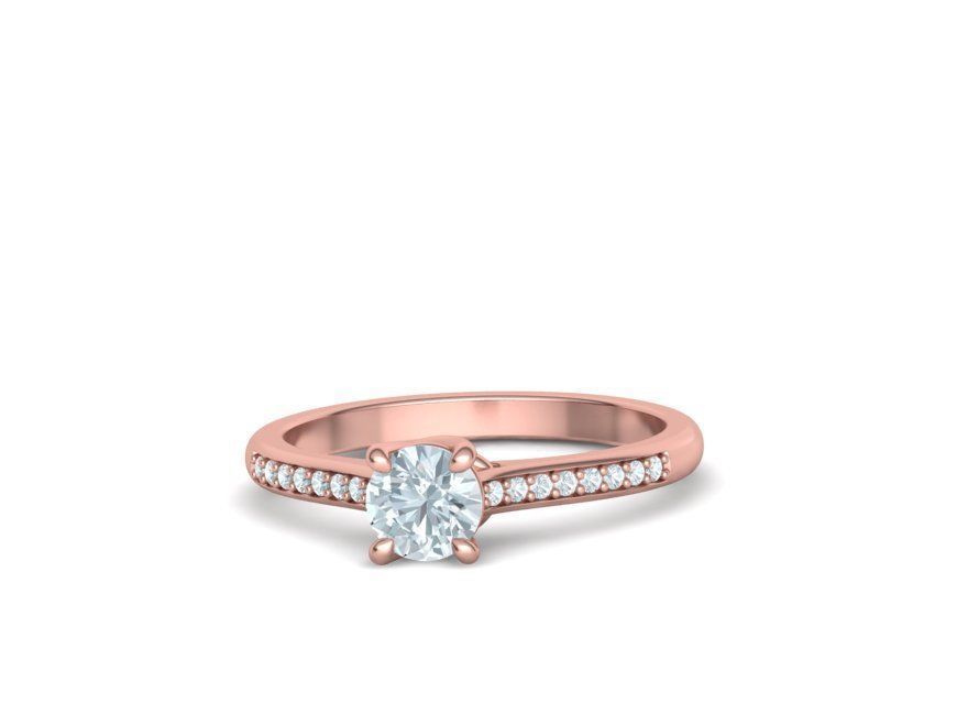 Solitaire Engagement Ring  Round DIAMOND 5mm 3dprint model 3D print model_9