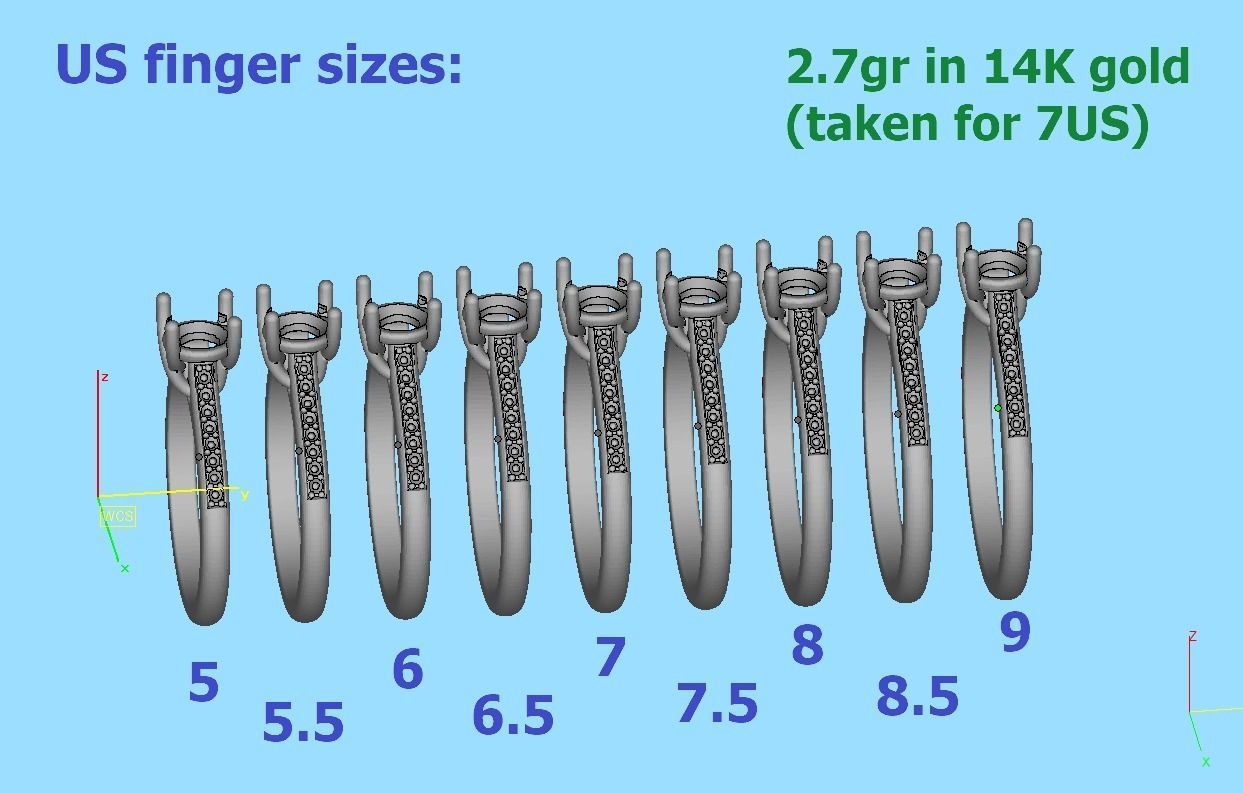 Solitaire Engagement Ring  Round DIAMOND 5mm 3dprint model 3D print model_21