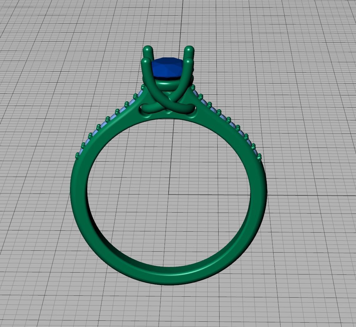Solitaire Engagement Ring  Round DIAMOND 5mm 3dprint model 3D print model_19