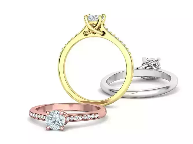 Solitaire Engagement Ring  Round DIAMOND 5mm 3dprint model