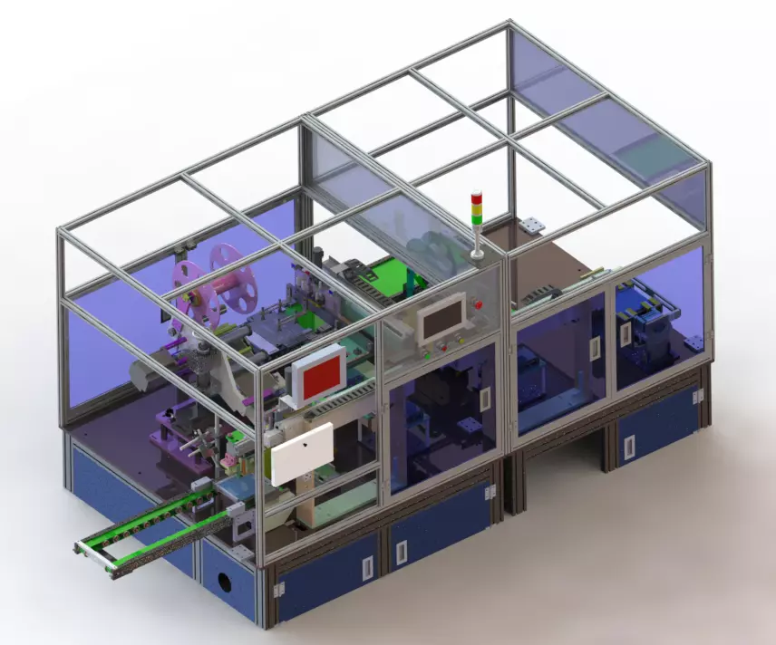 Soft pack lithium battery labeling machine 3D model_0