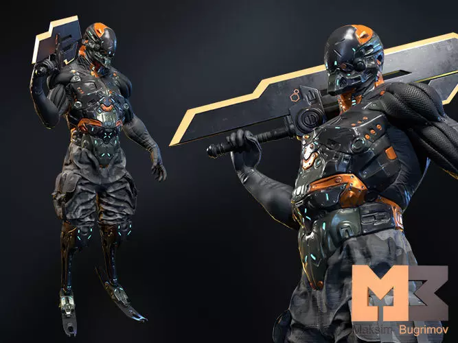 Sci-Fi Character 03 Yakuza Low-poly 3D model_0