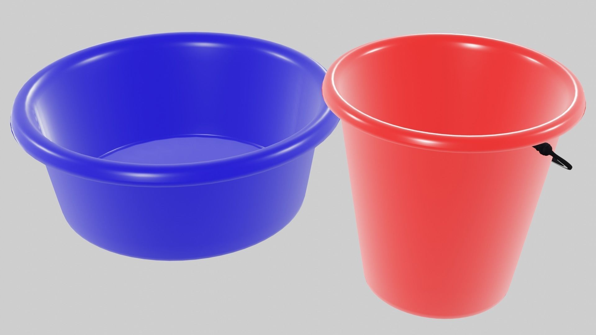 Backet plastic bucket and bucket Low-poly 3D model_4