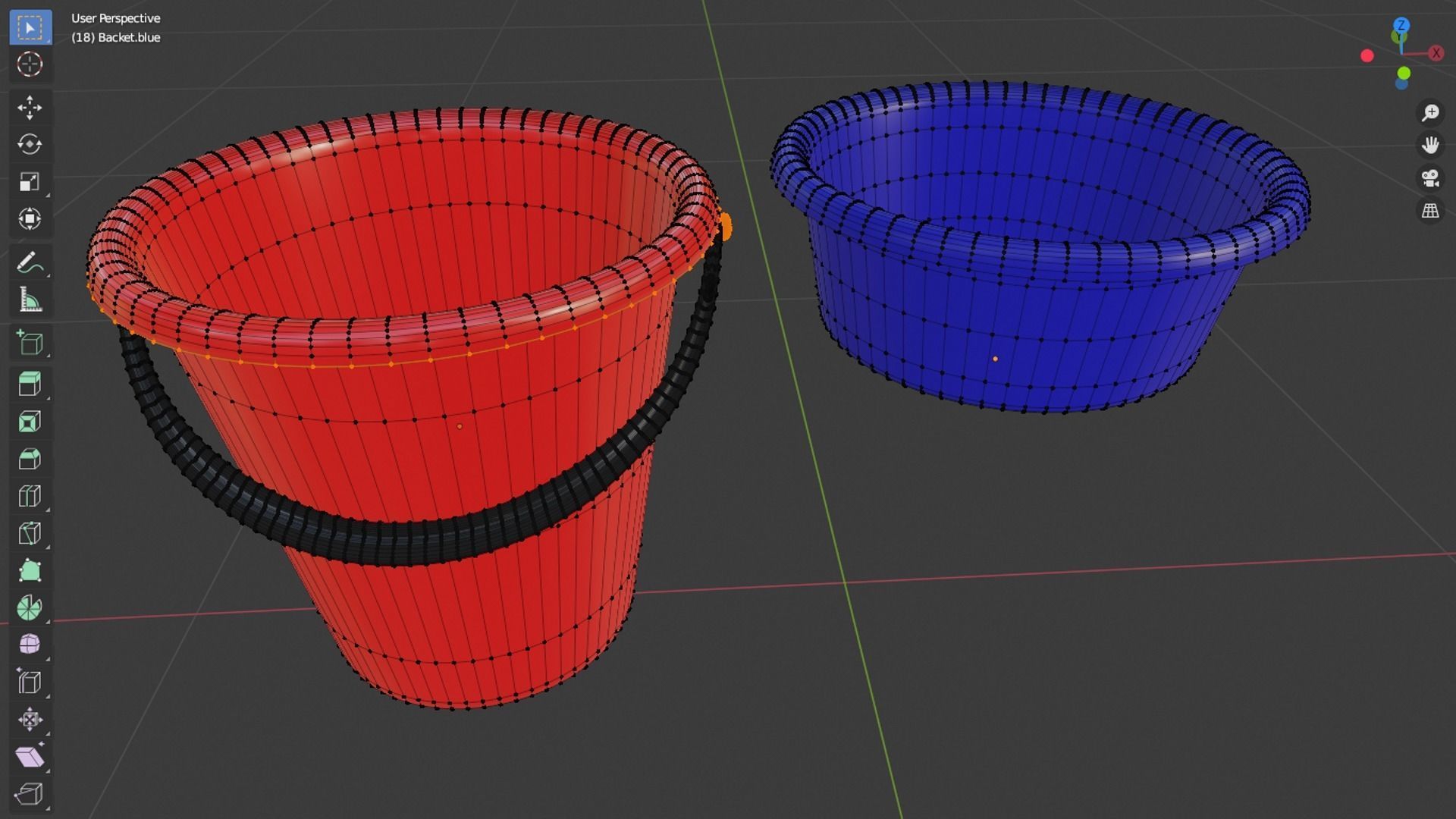 Backet plastic bucket and bucket Low-poly 3D model_6