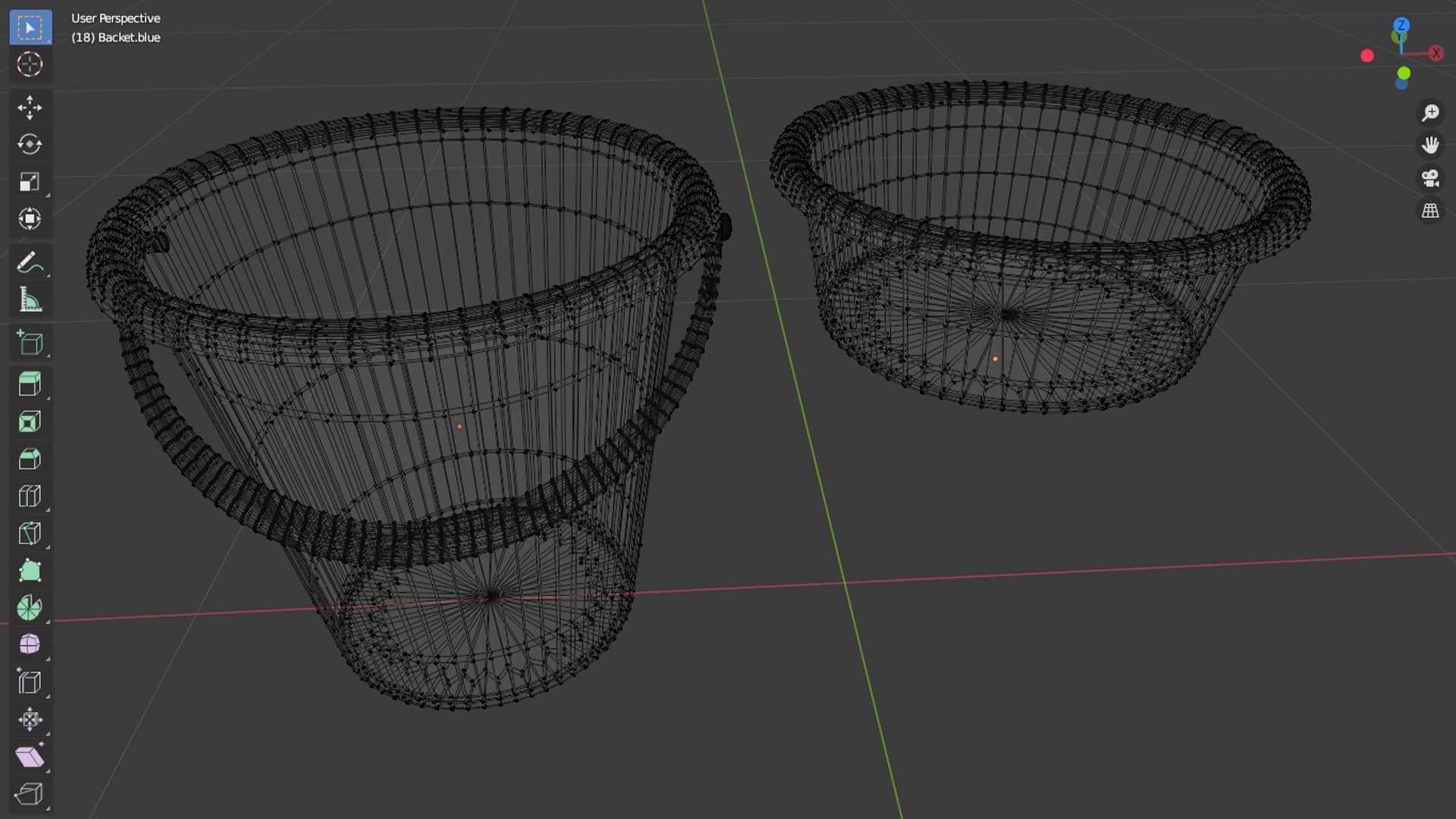 Backet plastic bucket and bucket Low-poly 3D model_7