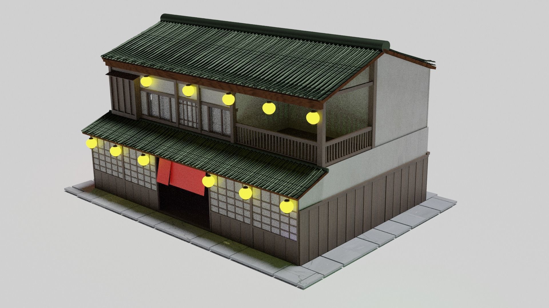 Japanese house Free low-poly 3D model_14