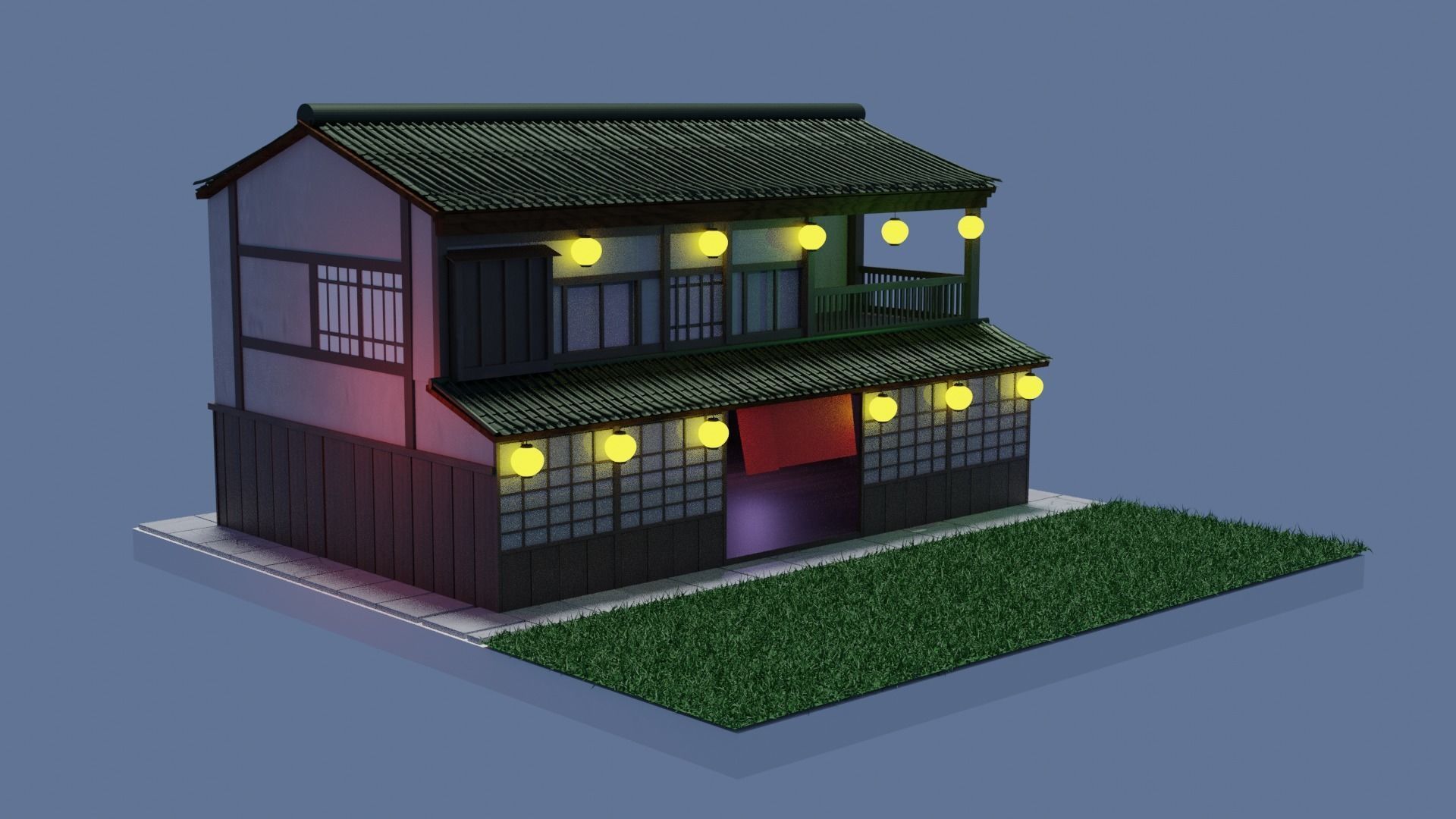 Japanese house Free low-poly 3D model_2