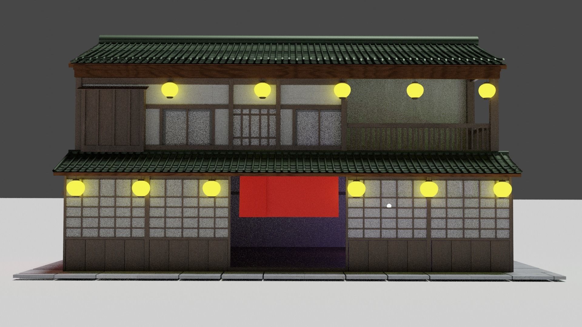 Japanese house Free low-poly 3D model_16