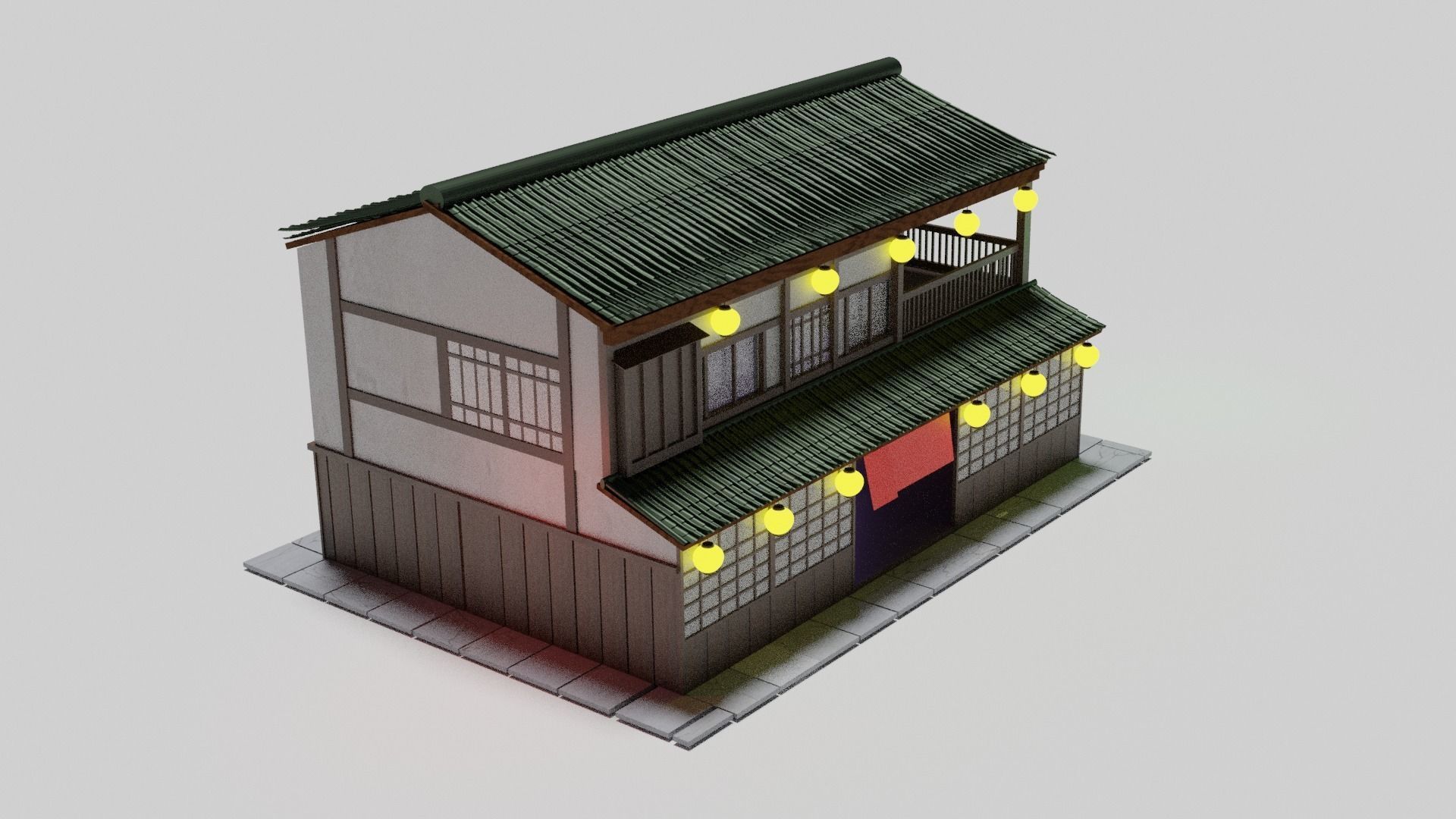 Japanese house Free low-poly 3D model_11