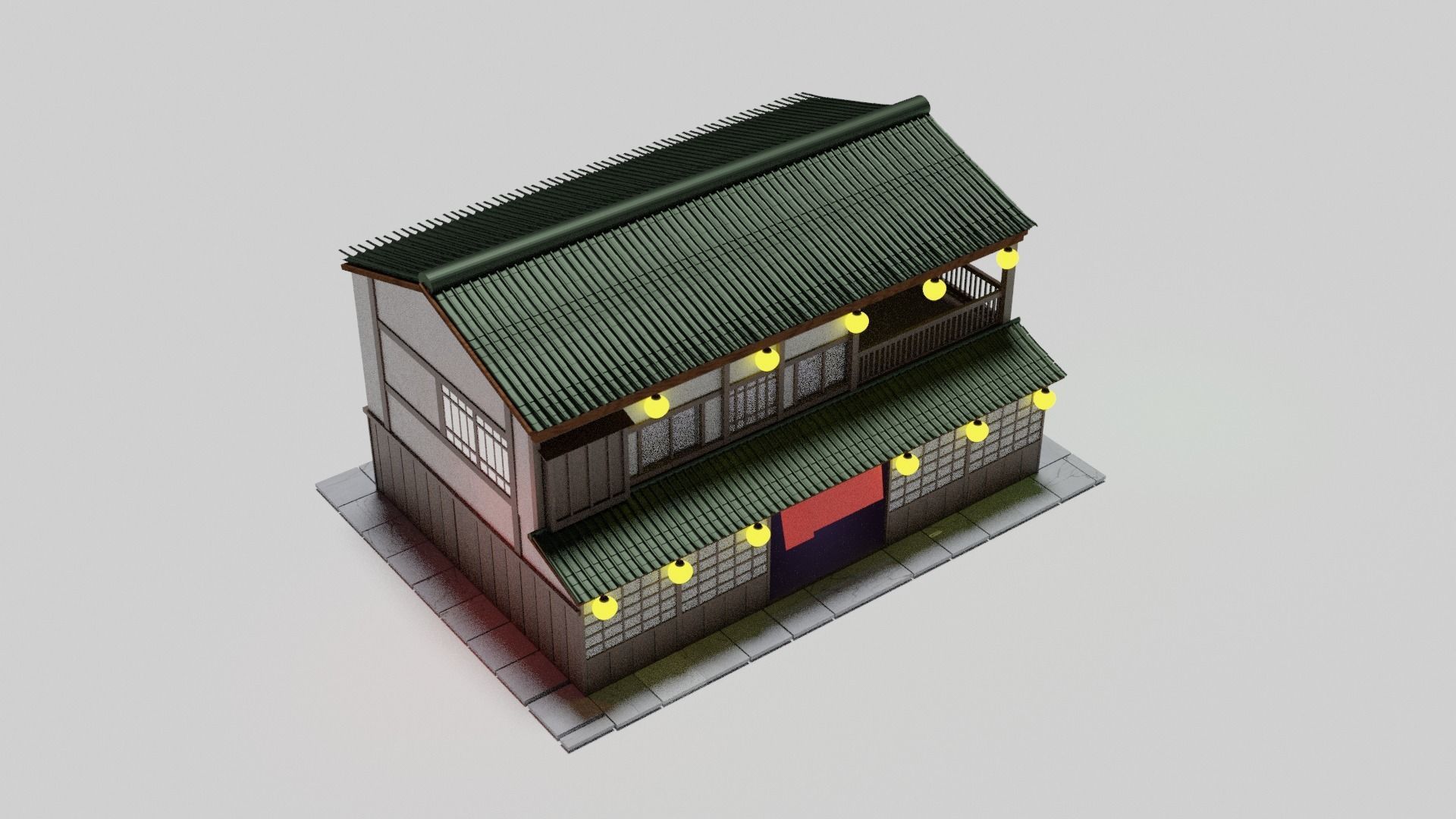 Japanese house Free low-poly 3D model_13