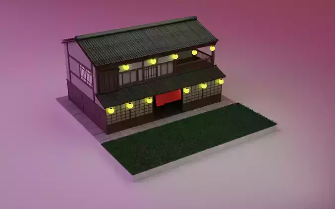 Japanese house Free low-poly 3D model