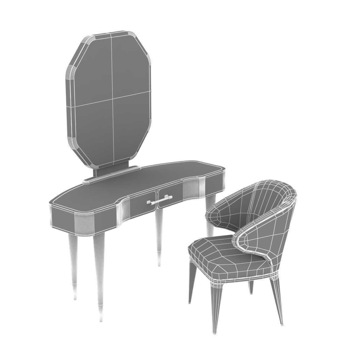 Michael Amini LANTERNA vanity desk and chair 3D model_11