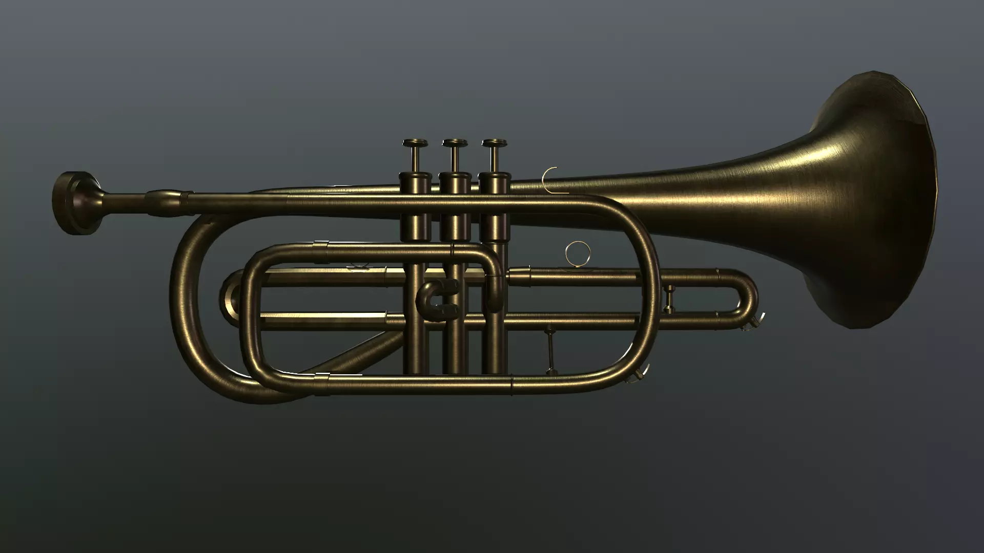 Cornet 3d model lowpoly brass trumpet Low-poly 3D model_0
